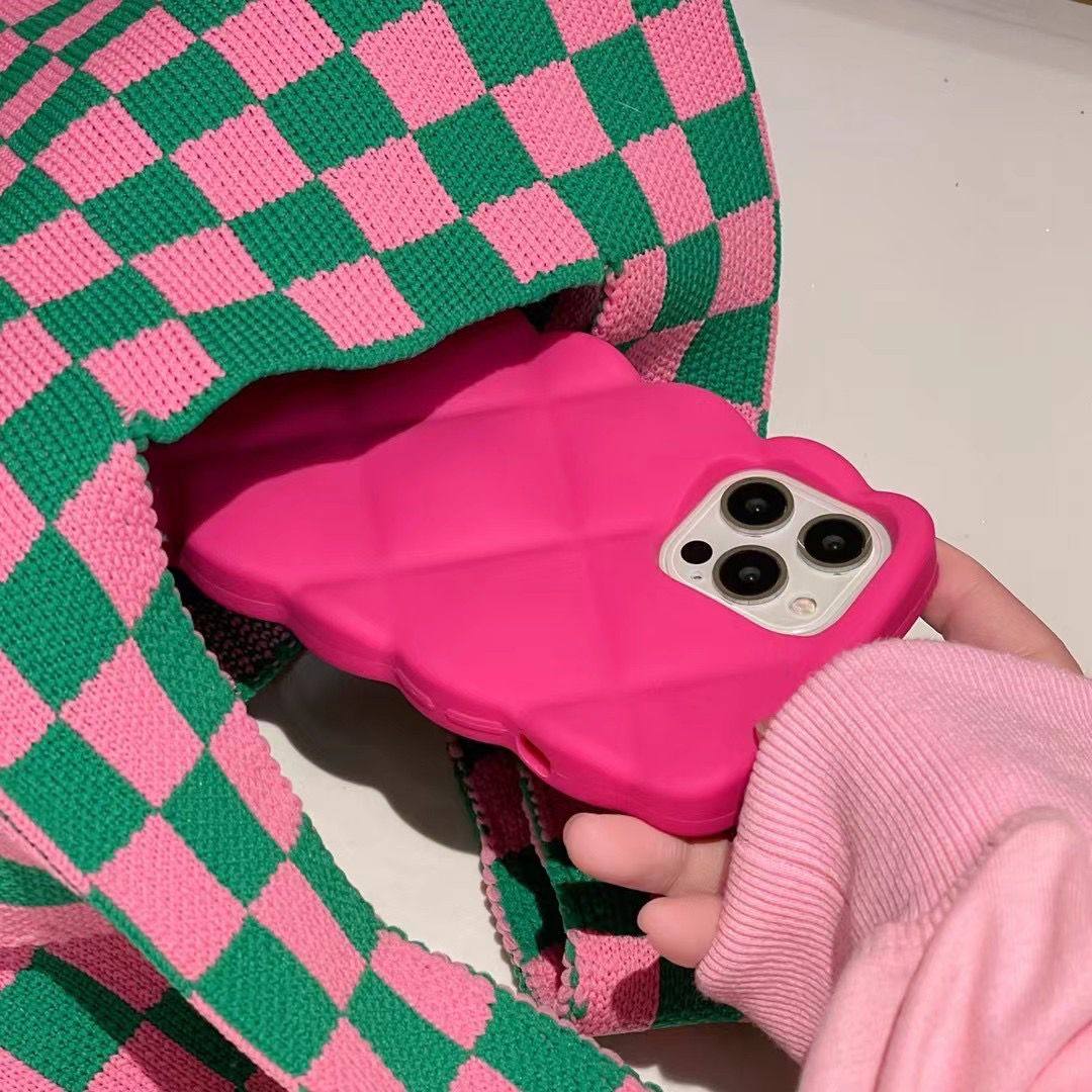 日韩创意XS硅胶大眼睛雪糕适用苹果11iPhone13手机壳12promax格子