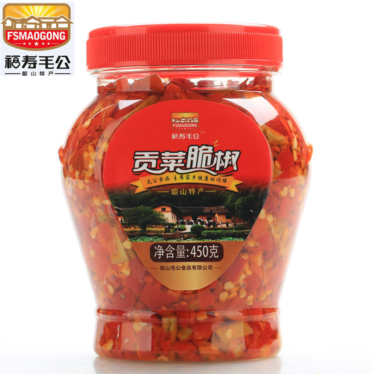 湖南剁椒福寿毛公贡菜脆椒450g剁辣椒酱毛公食品韶山特产鱼头剁椒