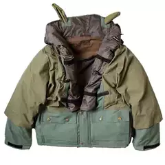 20Aw Kapital Japanese Style Trendy Loose Nylon Patchwork Five-Point Grid Pure Cotton Hooded Padded Jacket