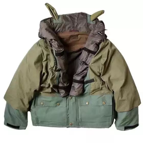 20Aw Kapital Japanese Style Trendy Loose Nylon Patchwork Five-Point Grid Pure Cotton Hooded Padded Jacket