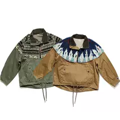 Zhong Chuxi's Same Style Kapital Hirata Kazuhiro Japanese Casual Lamb Wool Patchwork Workwear Half-High Collar Jacket