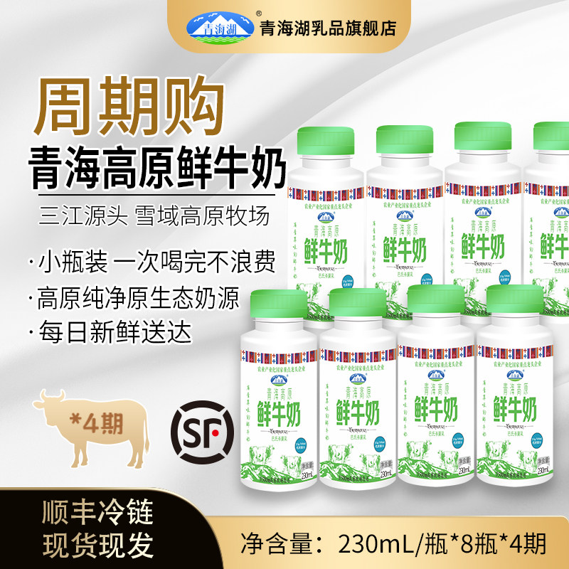 【周期购月卡】青海湖高原鲜牛奶230ml*8瓶*4期 定期每周三发货