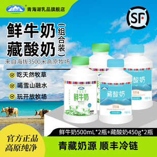 青海湖高原鲜牛奶藏酸奶组合装500ml*4瓶儿童营养早餐低温牛奶