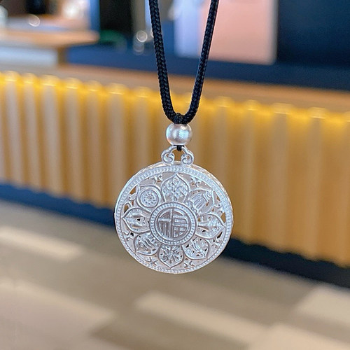 八宝罗盘足银999.9吊坠项链