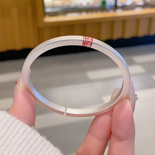 足银999.9古法四方福字纯银手镯莫比乌斯环精致开口实心手镯