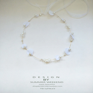 韩式渡假微风海洋风花环蝴蝶结珍珠头环贝壳花环发饰海星头饰礼物