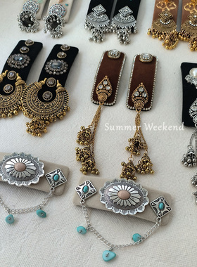 流苏美拉德咖色刘海发饰复古