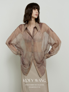 衬衫 薄款 女 宽松防晒衫 ROEYWANG枯木艺术印花天丝凉爽舒适透视长袖