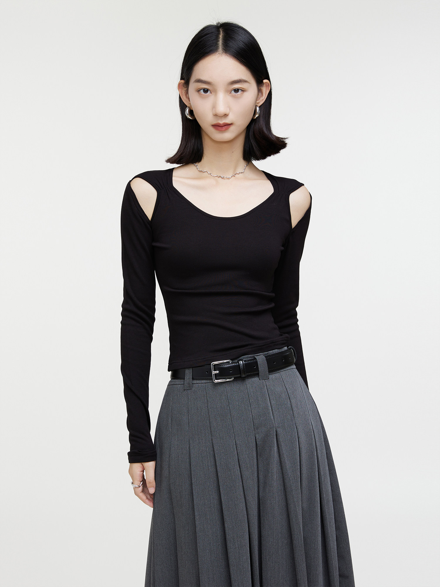 ROEYWANG 加绒弹力修身小众设计感露肩针织衫上衣女长袖T恤,女装/女士精品,毛针织衫,淘宝优惠券,粉丝福利购,淘宝优惠卷