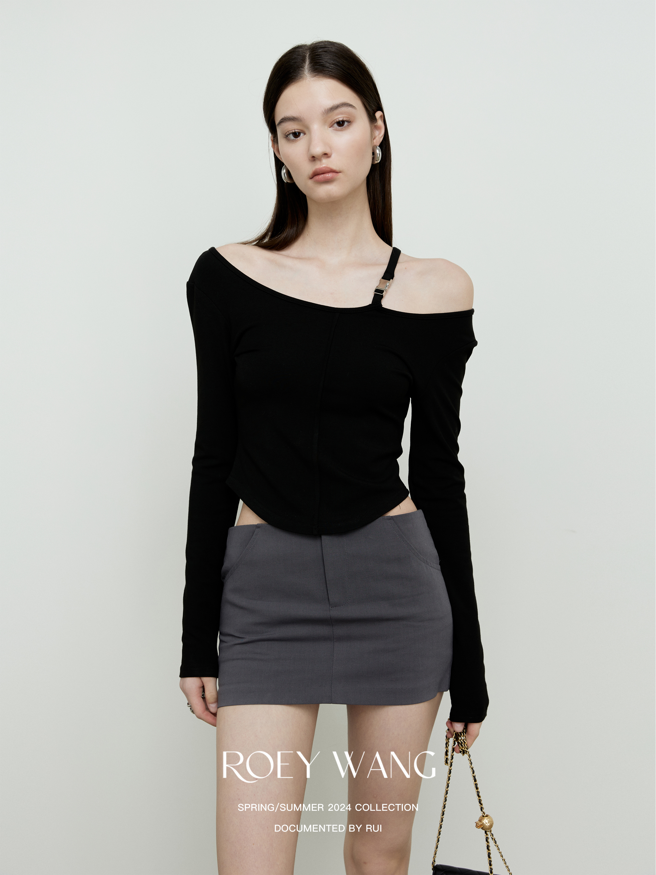 性感露肩修身针织衫长袖T恤上衣