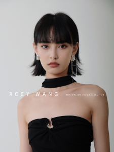ROEYWANG 金属环高级感扣装饰挂脖针织背心上衣女ins时髦