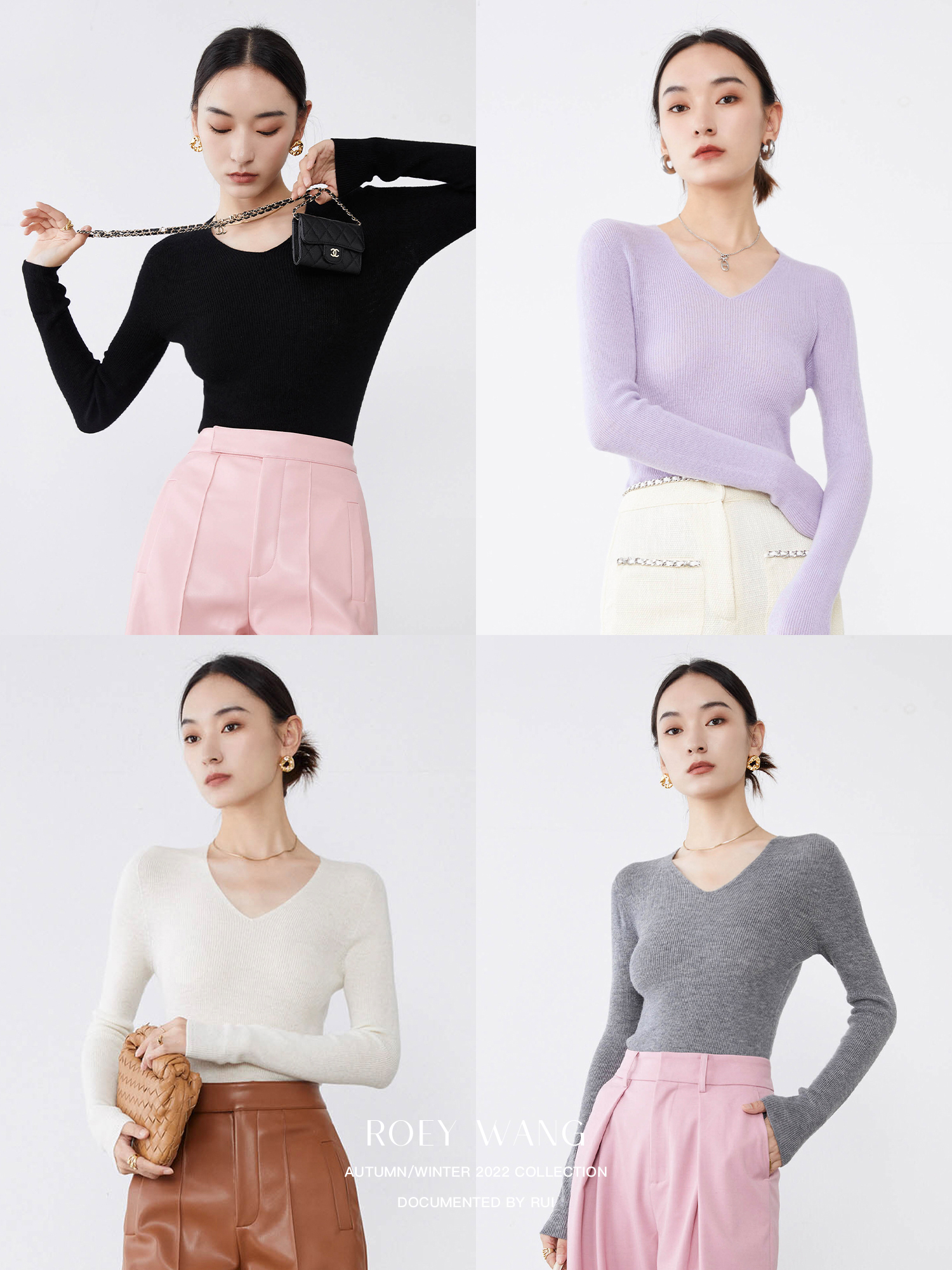 羊毛v领套头针织衫打底衫