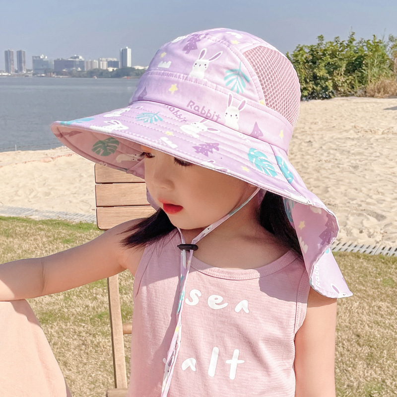 宝宝帽子夏季薄款儿童防晒帽大帽檐遮阳渔夫帽夏天男童女童太阳帽