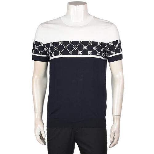 BIEM.L.FDLKK/比音勒芬专柜正品新款时尚夏季圆领老花针织短袖T恤