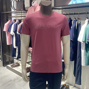 新款 专柜正品 舒适丝光棉圆领休闲T恤11C051235 华斯度夏季 VASTO