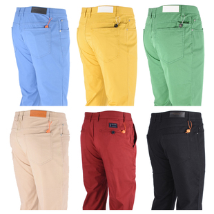 新款比音勒芬专柜正品 男装春夏纯棉修身直筒纯色时尚休闲裤清仓