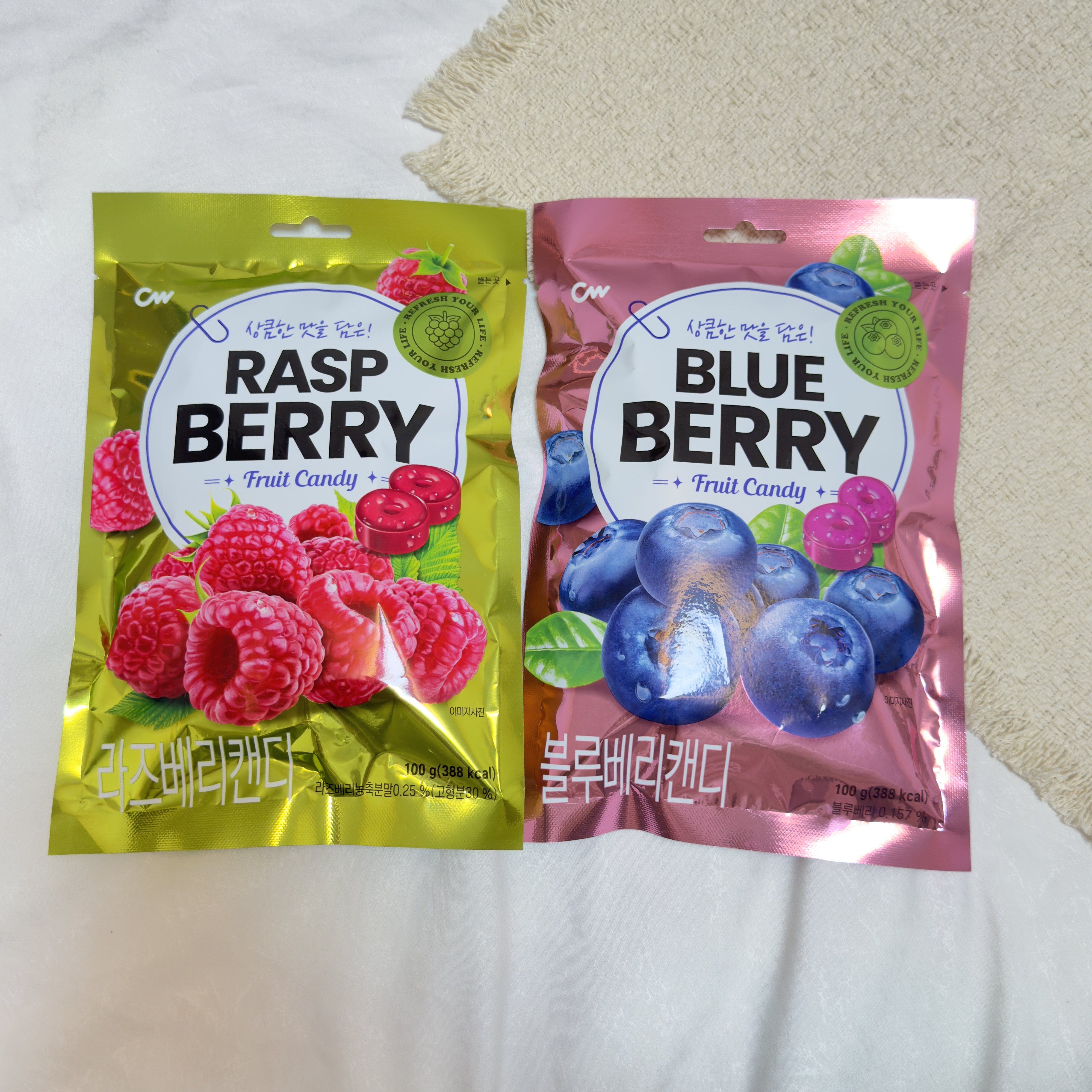 不粘嗓子超好吃！韩国进口零食 柠檬树莓蓝莓味硬糖 糖果独立包装