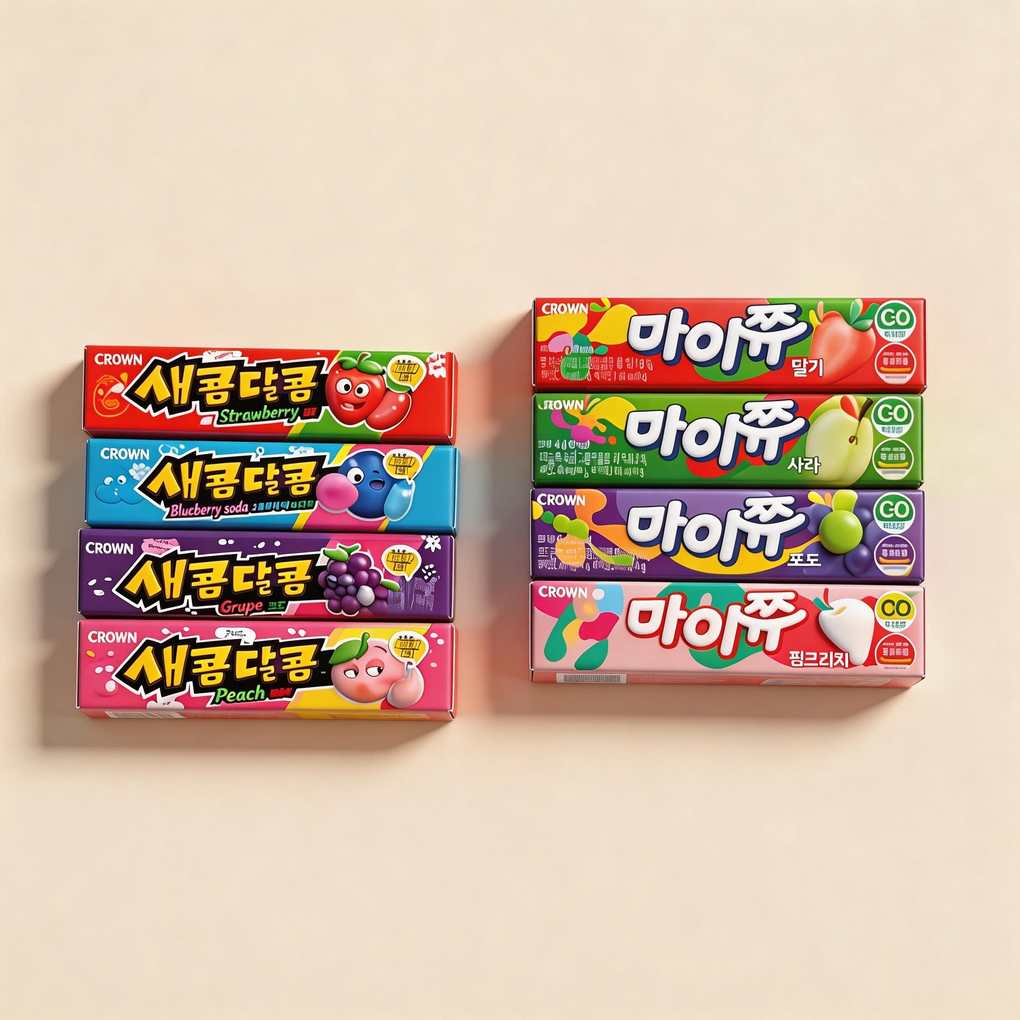 crown克丽安果味软糖草莓葡萄味口嚼糖儿童休闲糖果韩国进口零食