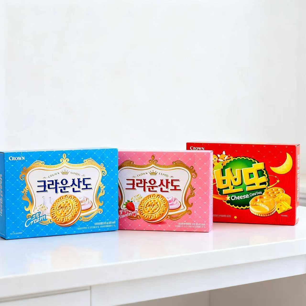 韩国克丽安栗子提拉米苏夹心饼干 柠檬味草莓味 点心奶油进口零食