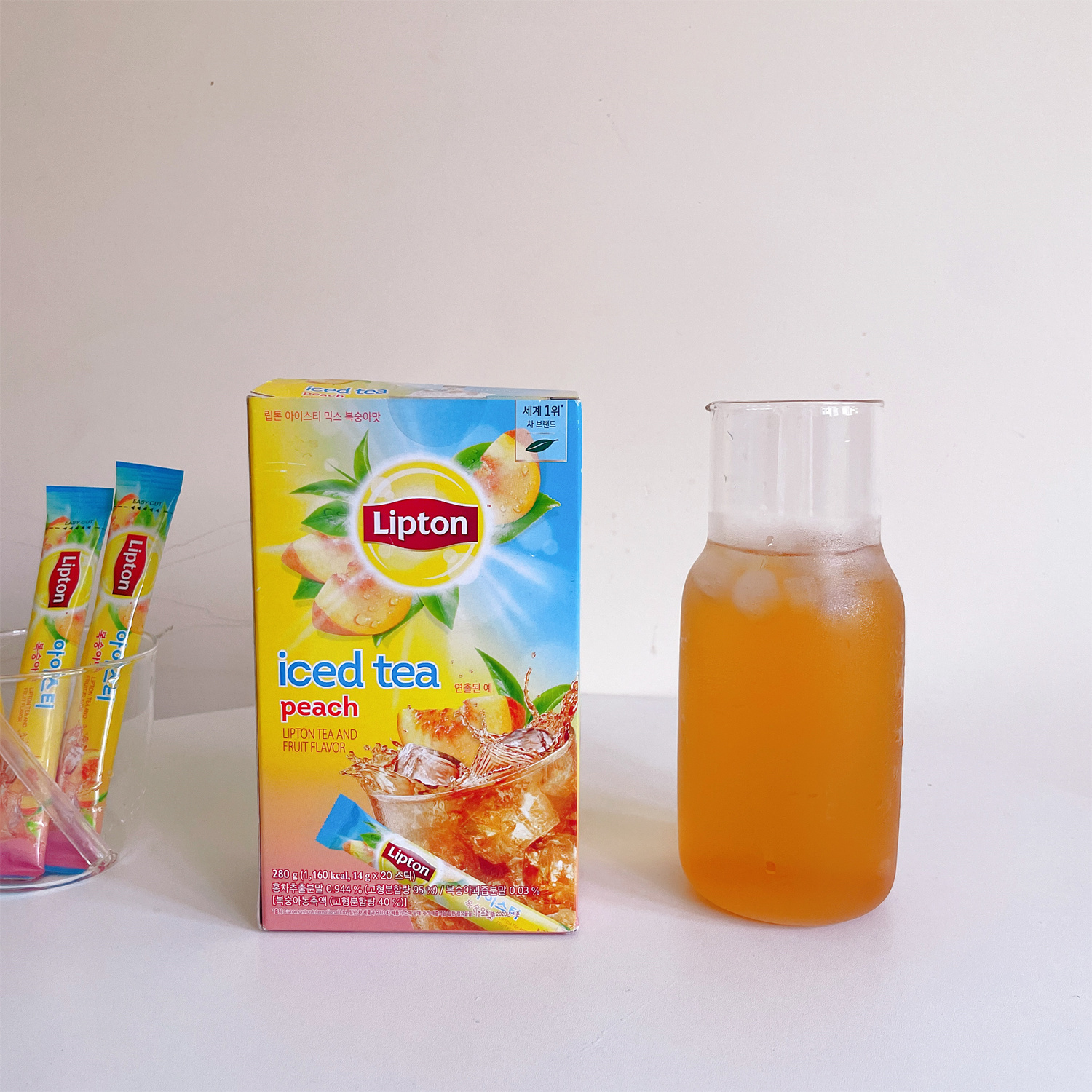 lipton桃子味冰红茶柠檬味韩国