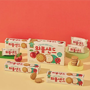 CROWN苹果夹心饼干华夫 克丽安花生办公室休闲食品韩国进口零食