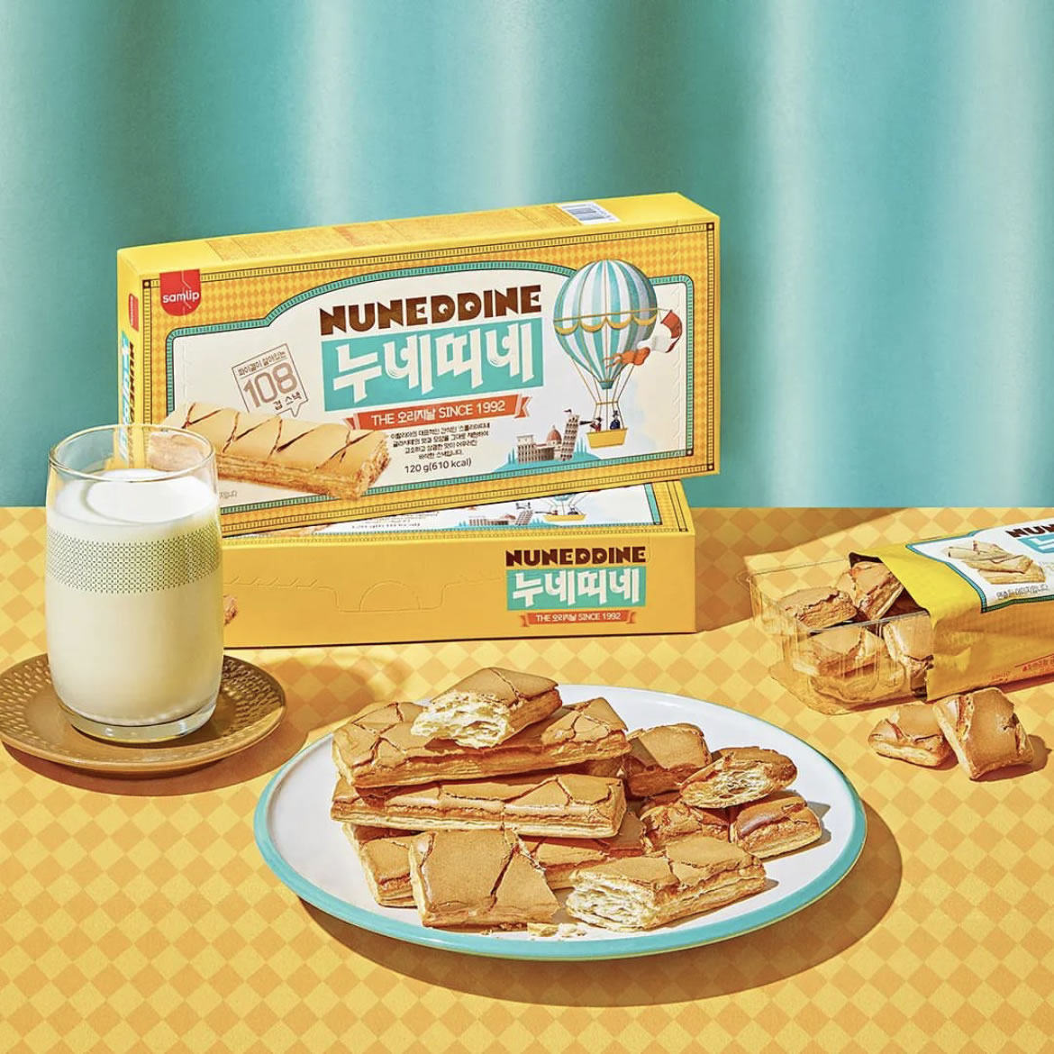 韩国三立原味巧克力味千层酥饼干可可粉酥脆独立包装糕点进口零食