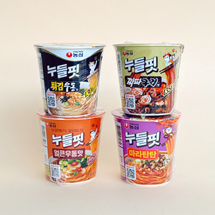 135卡!农心粉丝杯面辣乌冬味浣熊炸酱乌冬味粉丝麻辣味 快乐嗦粉