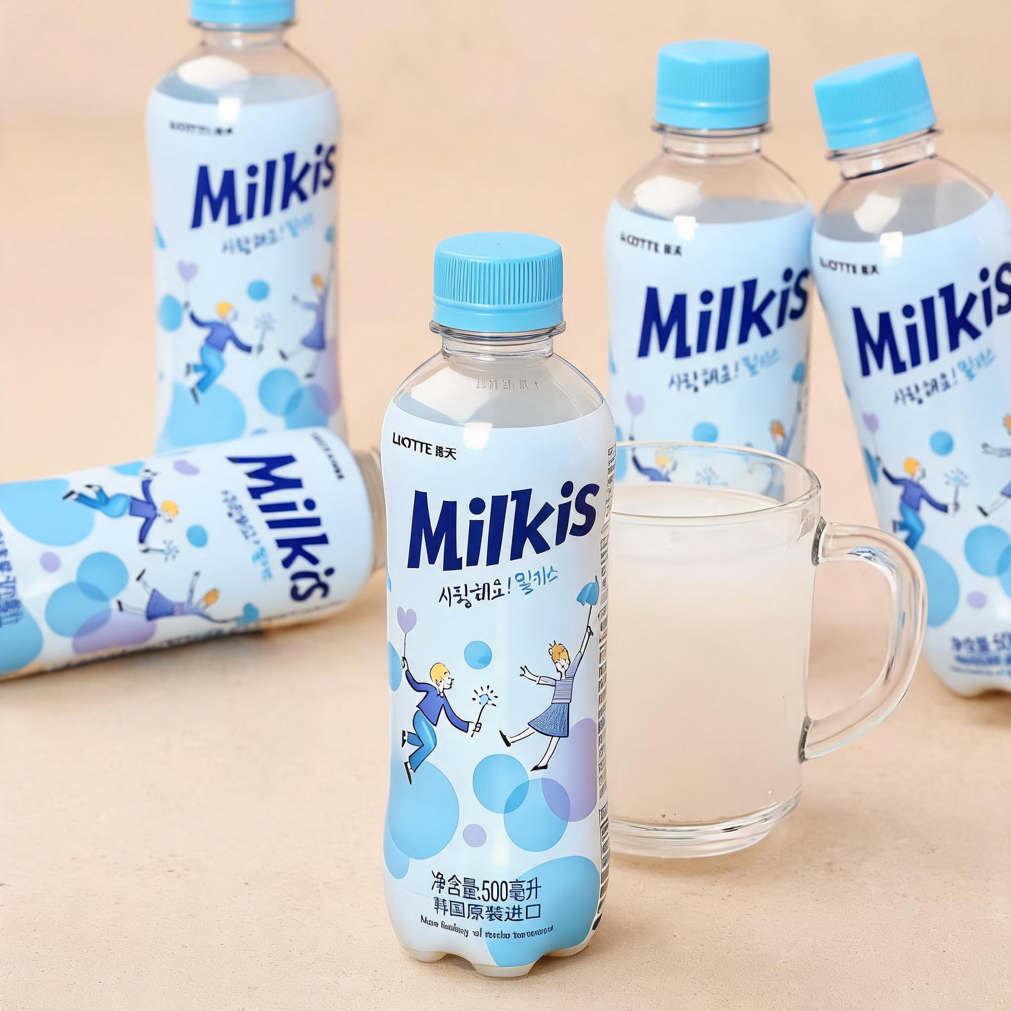 乐天Milkis妙之吻碳酸饮料酸奶乳酸菌饮品瓶装 韩国进口含乳饮料