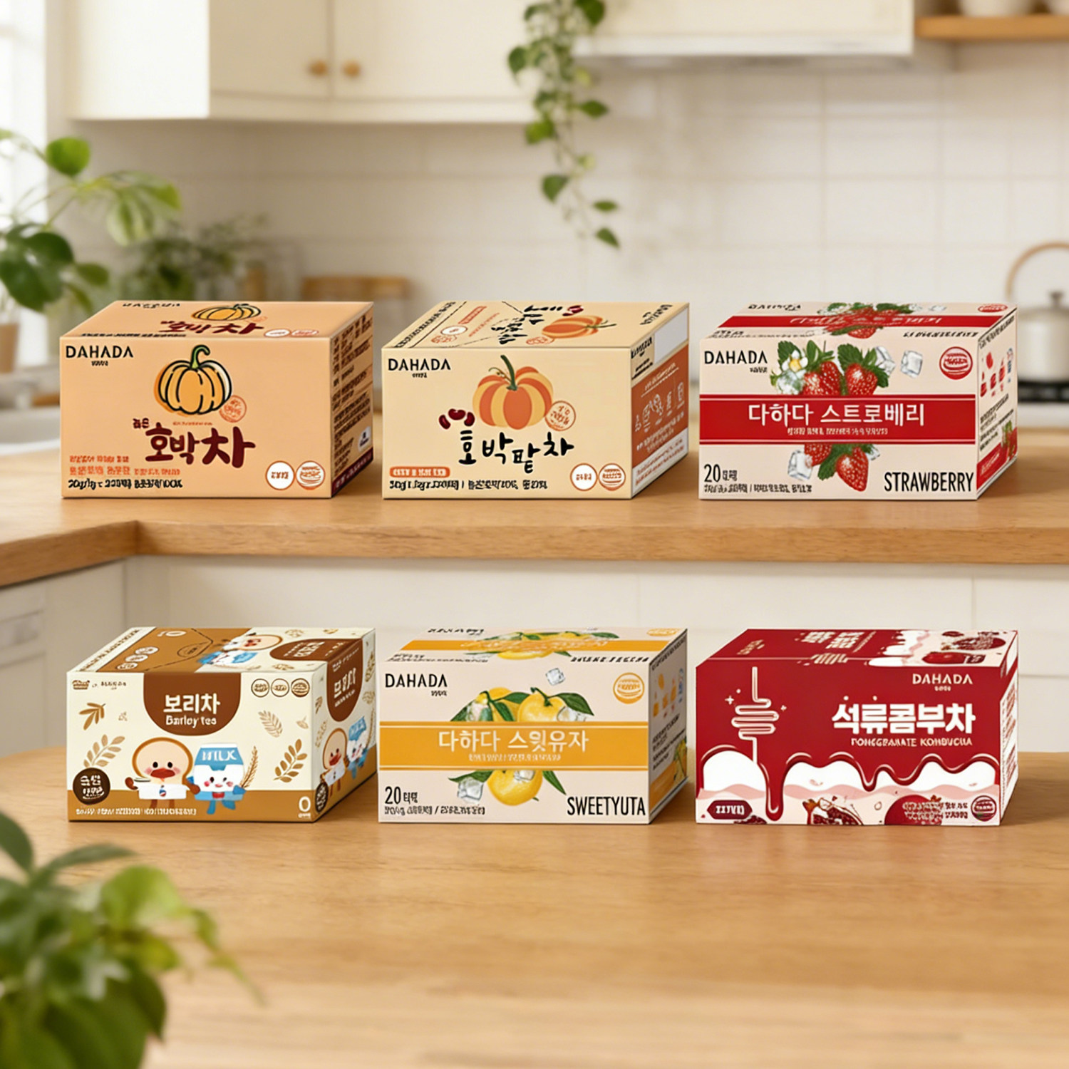 0卡无负担南瓜茶红豆韩国进口DAHADA草莓/柚子袋泡茶零脂水果茶包