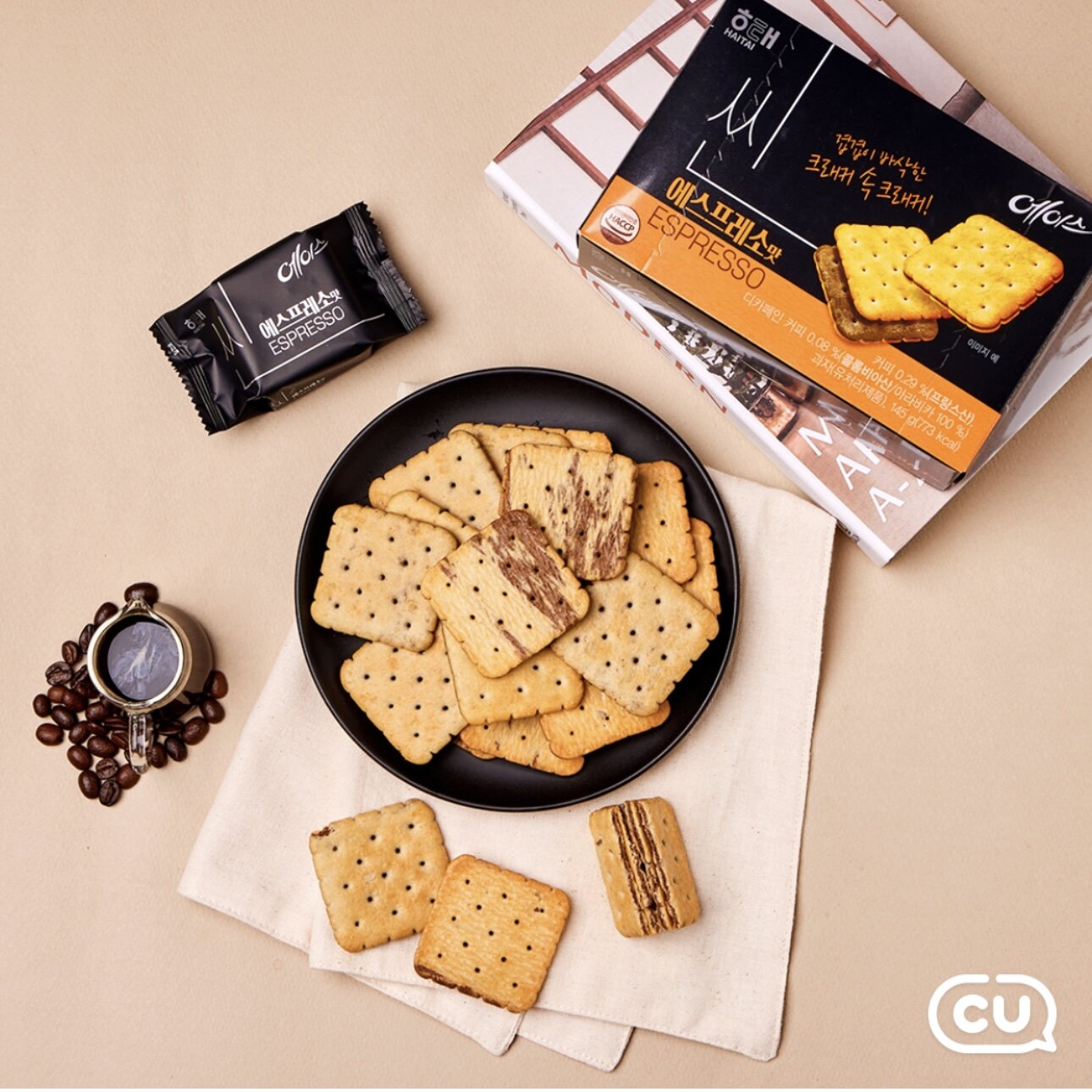 海太板栗拿铁咖啡味夹心饼干早餐下午茶早点休闲茶歇韩国进口零食