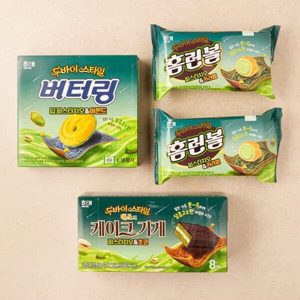 抹茶控集合！韩国进口零食海太黄油曲奇饼干 独立包装巧克力 茶歇