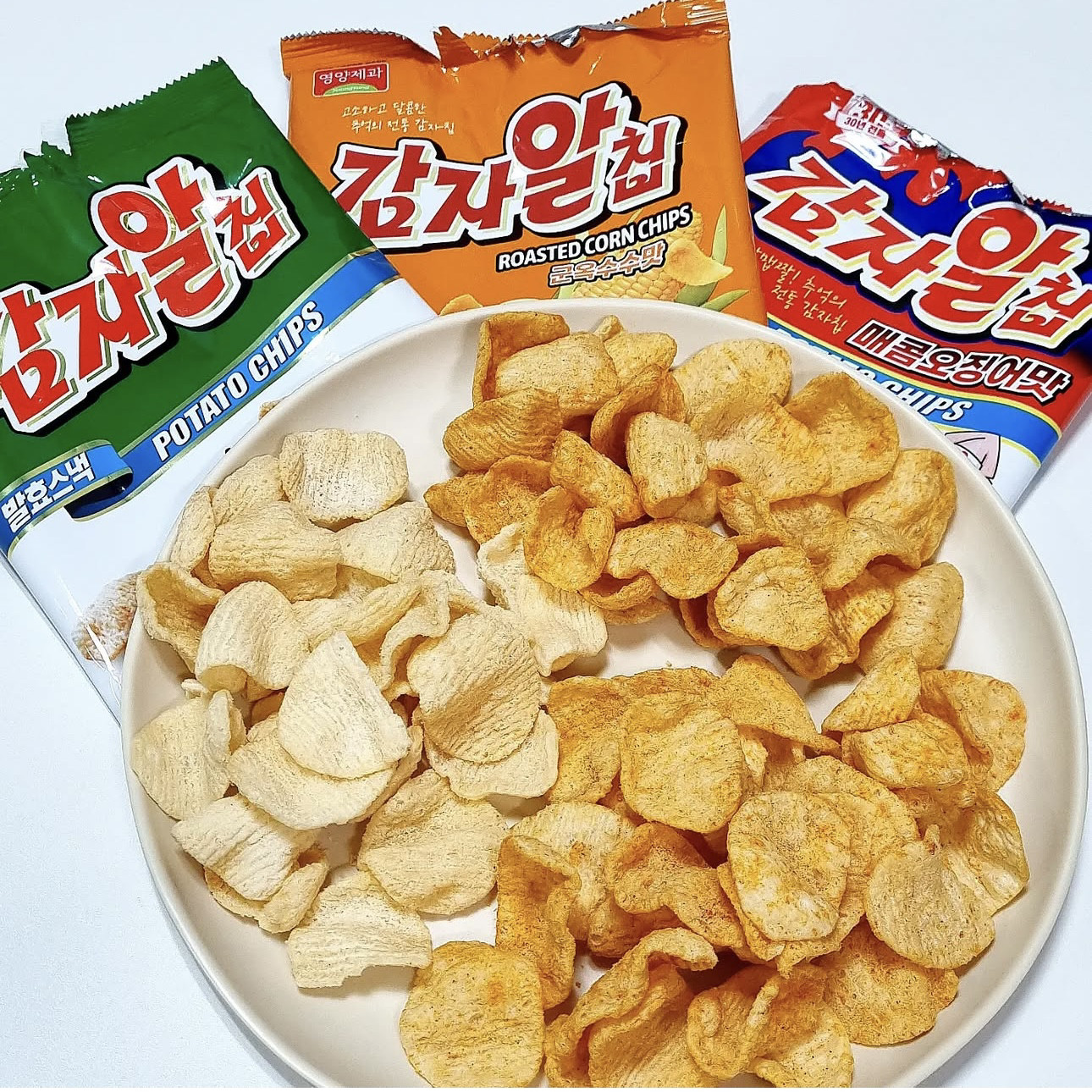 韩国进口马铃薯片辣味风味冬阳汤风味香辣味紫菜味