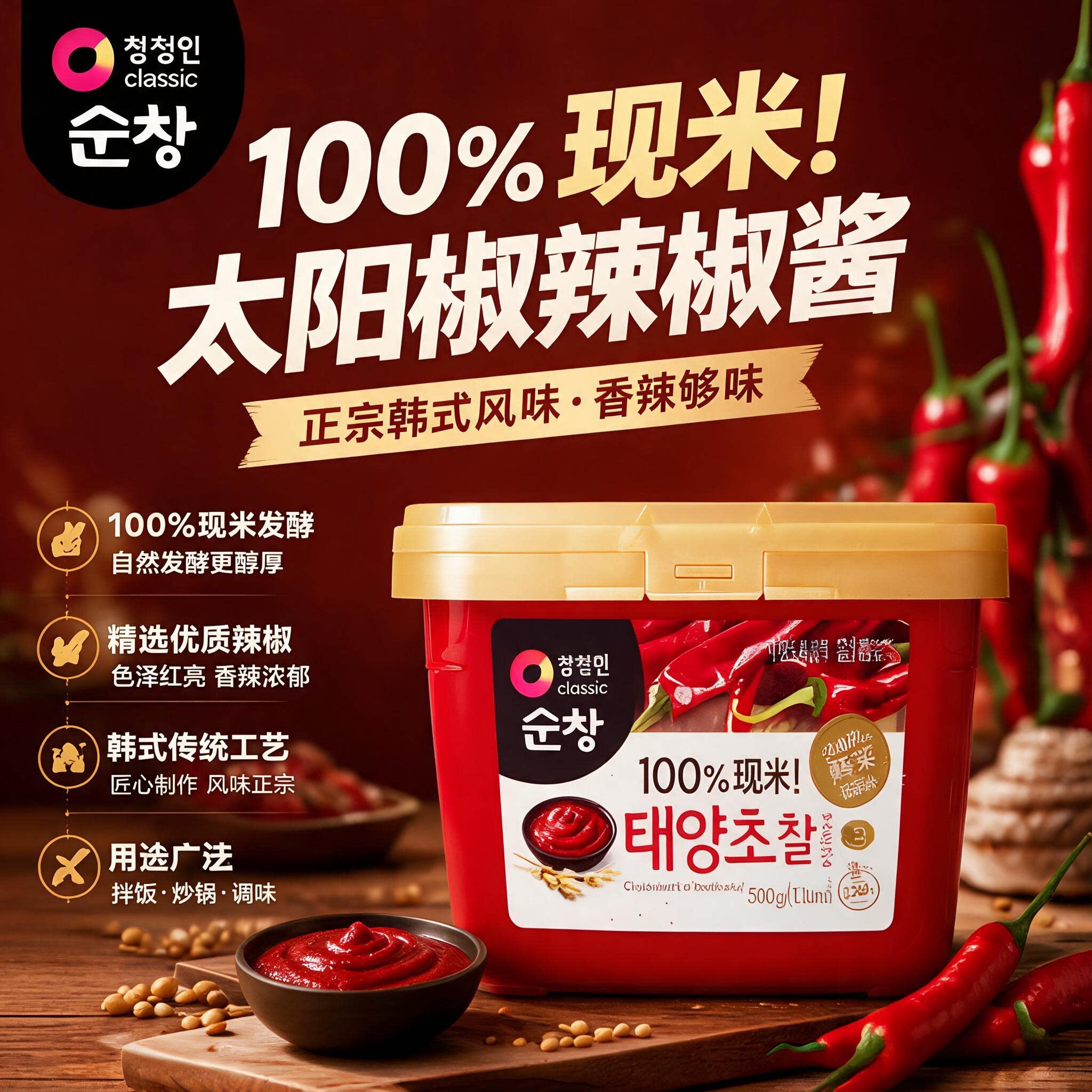 清净园韩国进口微辣下饭辣椒酱