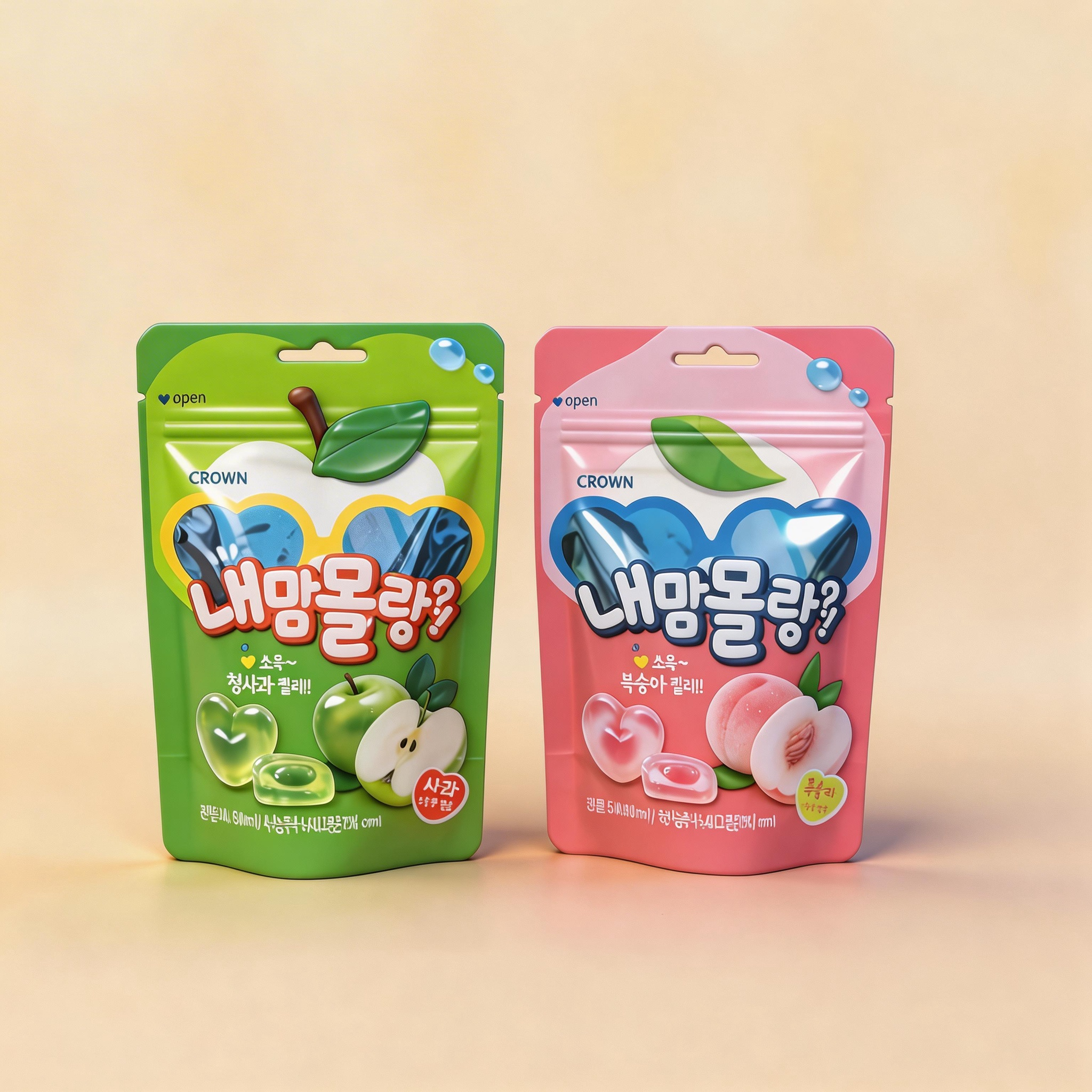 韩国进口零食克丽安酸甜水果味软糖苹果味草莓葡萄桃子休闲 CROWN