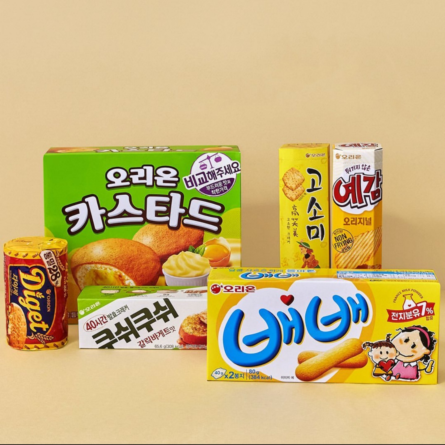 韩国好丽友贝贝手指饼干牛角包味棋子形状独立包装 儿童 进口零食