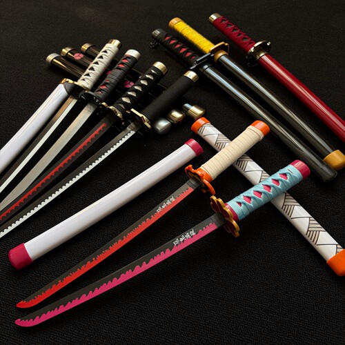 塑胶迷你短刀鬼灭之刃日轮刀时透炼狱富冈义勇软胶刀男孩儿童玩具