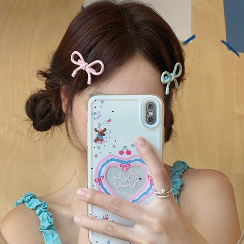 元气少女！奶油波点蝴蝶结发夹可爱小号刘海夹碎发夹子发卡发饰品