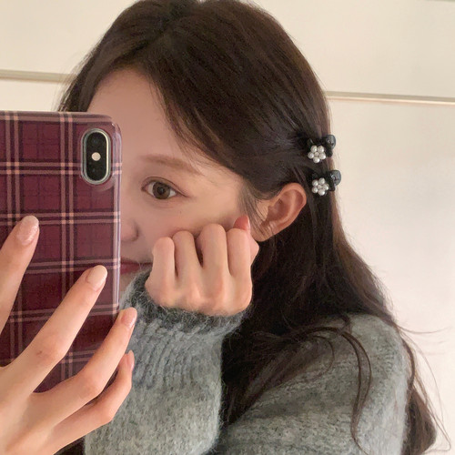 珍妮Flowers！精致珍珠花朵迷你抓夹发卡公主头发爪边夹BB夹发饰