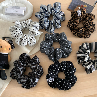 盐甜日常！韩系波点条纹针织发圈慵懒风马尾头绳大肠圈发绳发饰品