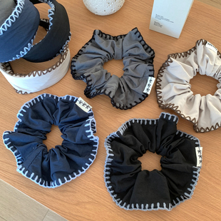 博主同款!波浪毛线钩边大肠圈发箍复古百搭低马尾发圈头箍发饰品