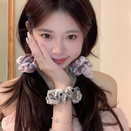 小甜莓！丝绒波点发圈实用小号大肠圈褶皱布艺发绳甜美气质头绳女