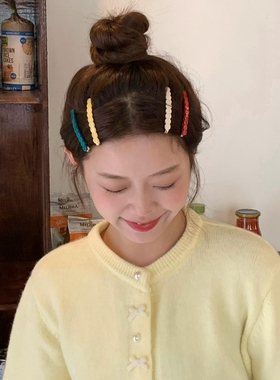 彩色波浪豆豆发夹可爱少女刘海夹一字夹发卡甜美百搭碎发夹子发饰