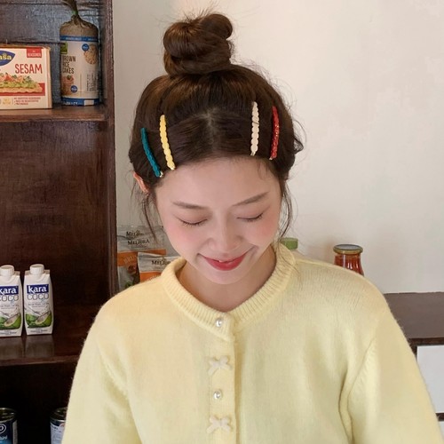 可爱少女心彩色波浪豆豆发夹