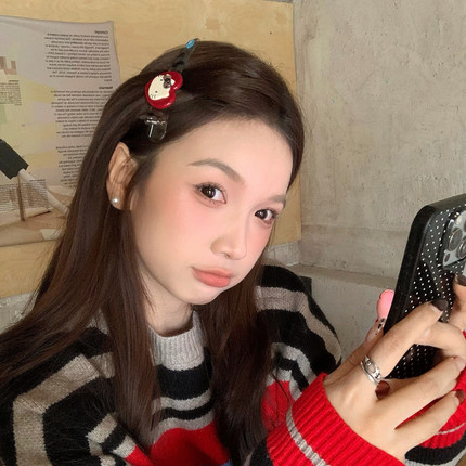 童趣设计感猫咪发夹一字夹百搭少女化妆夹发卡侧边夹子发饰2025新
