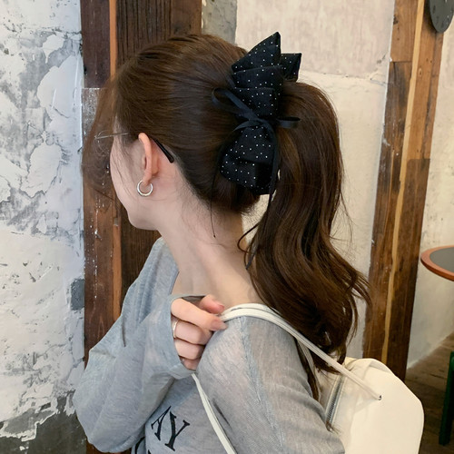 气质波点蝴蝶结香蕉夹扭扭夹韩系抓夹女高级感发量多发夹半扎发饰