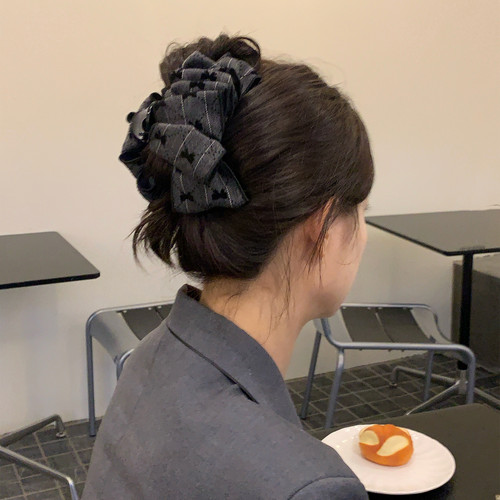 格雷灰系植绒蝴蝶结泡泡云朵抓夹发箍复古轻奢鲨鱼夹外戴头箍发饰