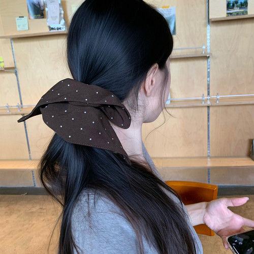 浓郁摩卡！秋冬咖色系波点方巾发圈复古百搭大肠圈发绳扎马尾发饰