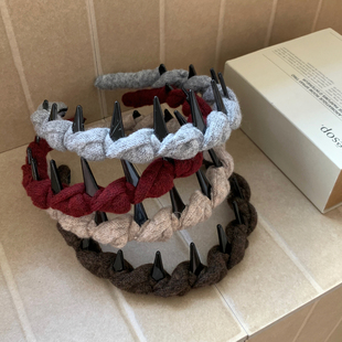 质感毛线波浪发箍秋冬高级感发卡带齿增高颅顶头箍压发发饰2025新