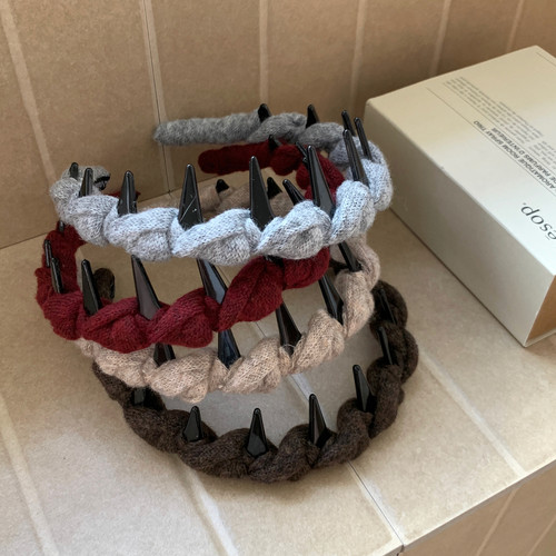 质感含羊毛毛线针织波浪发箍