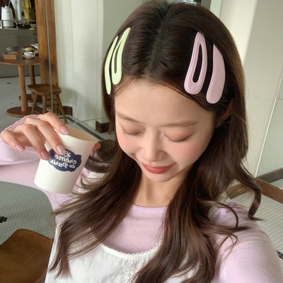 2个装 彩色皮质水滴bb夹发卡时尚百搭掰掰夹碎发刘海夹侧边夹发饰